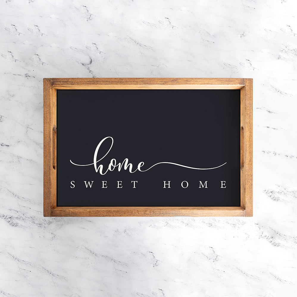 Dark Navy and White Home Sweet Home Wooden Serving Tray