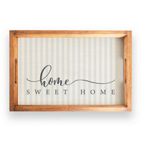 Blue and White Striped Home Sweet Home Serving Tray