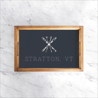 Personalized Navy Blue Ski Wooden Serving Tray