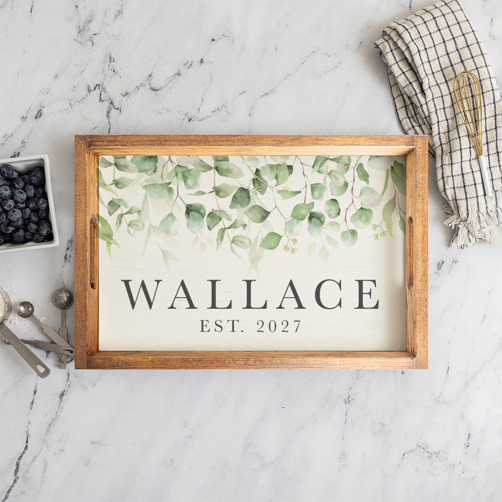 Greenery Personalized Serving Tray