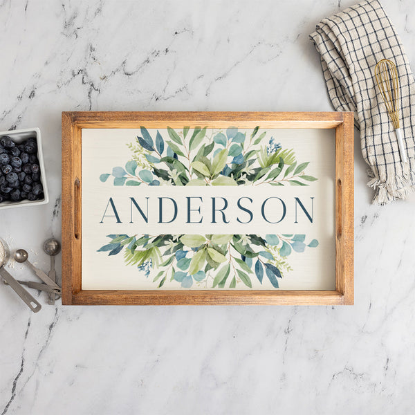 Greenery Personalized Serving Tray