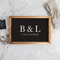 Initials Name Black Personalized Wooden Serving Tray