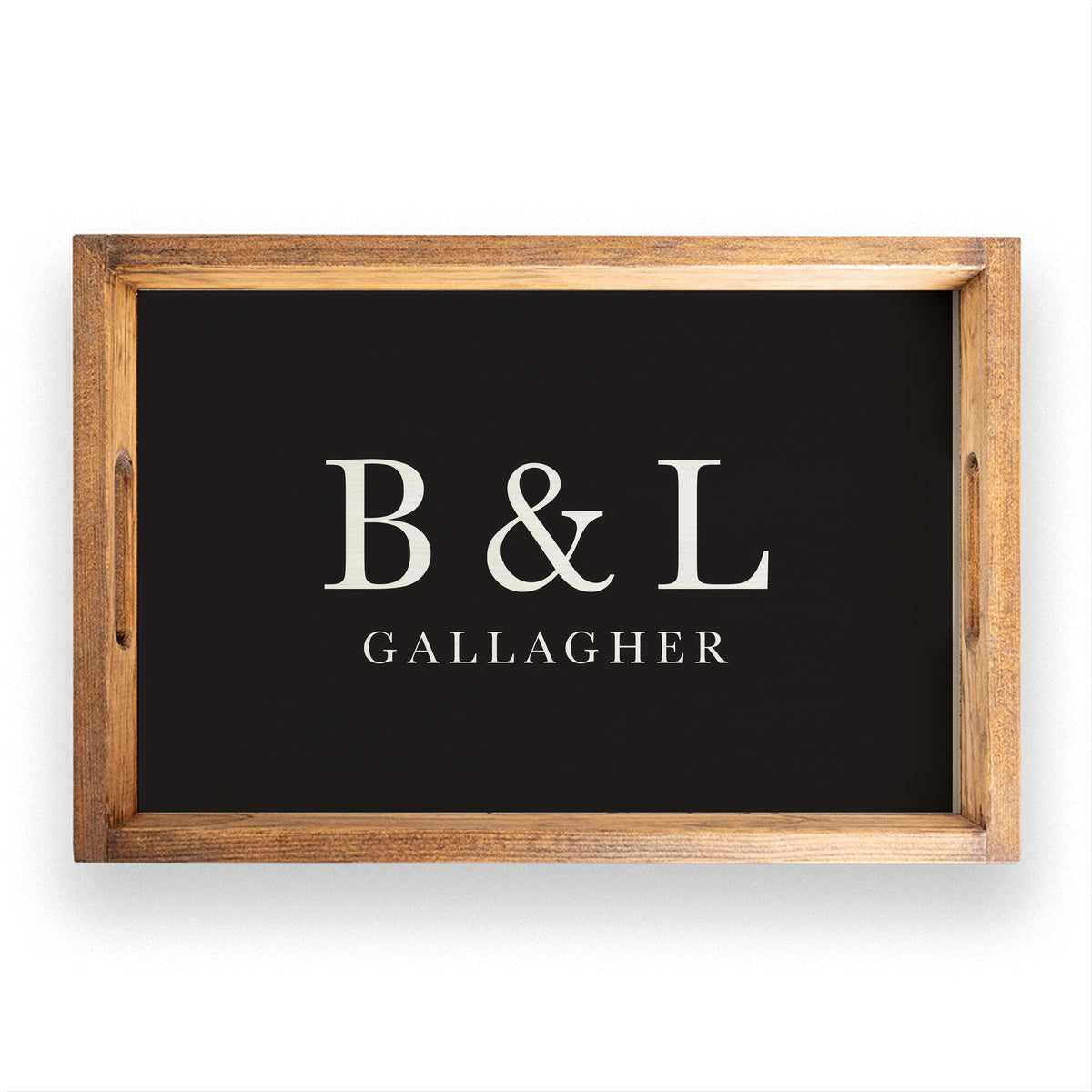 Initials Name Black Personalized Wooden Serving Tray