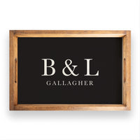 Initials Name Black Personalized Wooden Serving Tray
