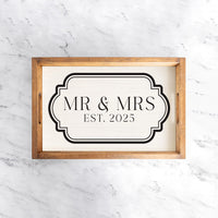 Antique Mr & Mrs  Est 2025 Serving Tray