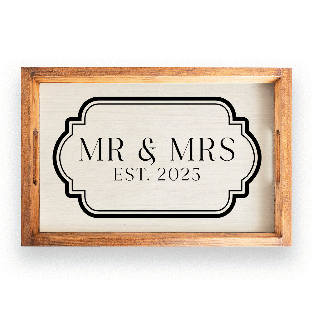 Antique Mr & Mrs  Est 2025 Serving Tray