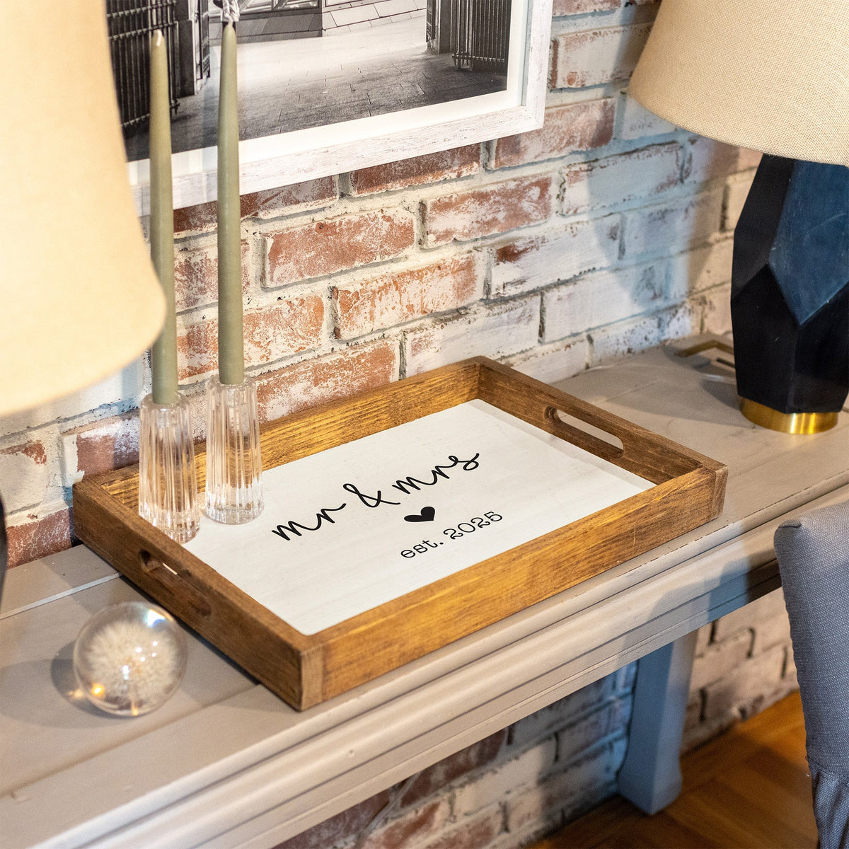 Wedding 2025 Cursive Wooden Serving Tray