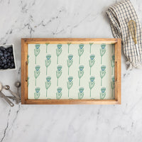 Green Tulip In Line Wooden Serving Tray