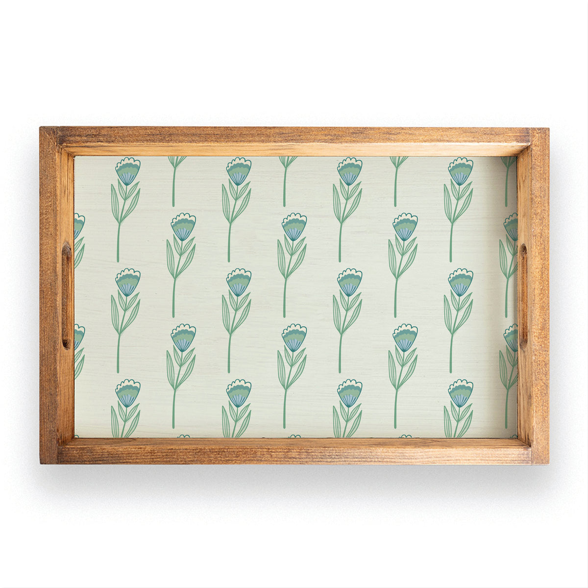 Green Tulip In Line Wooden Serving Tray