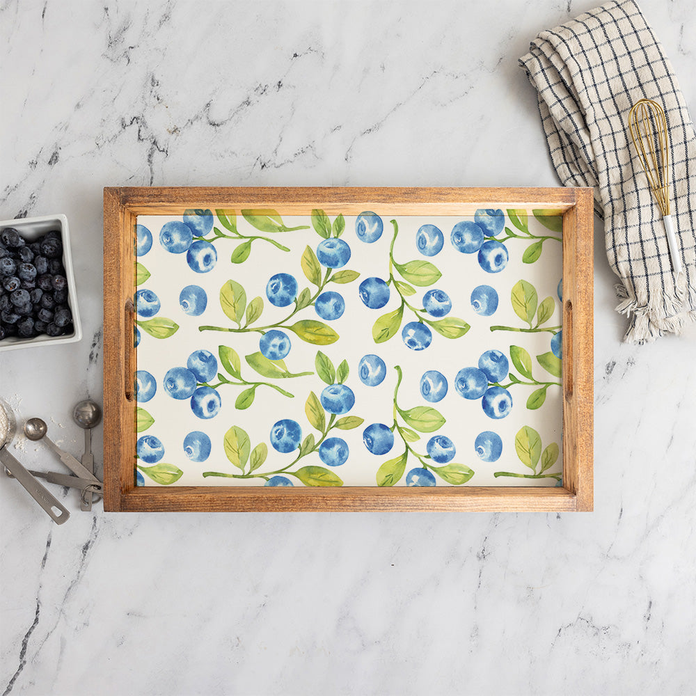 Blue Berries Wooden Serving Tray
