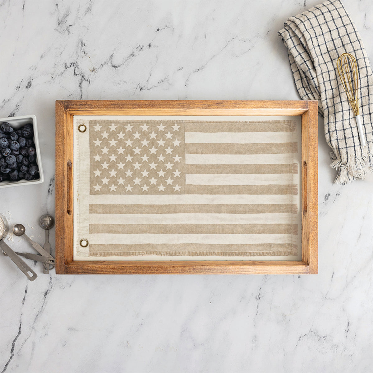 American Vintage Flag Whitewash Serving Tray