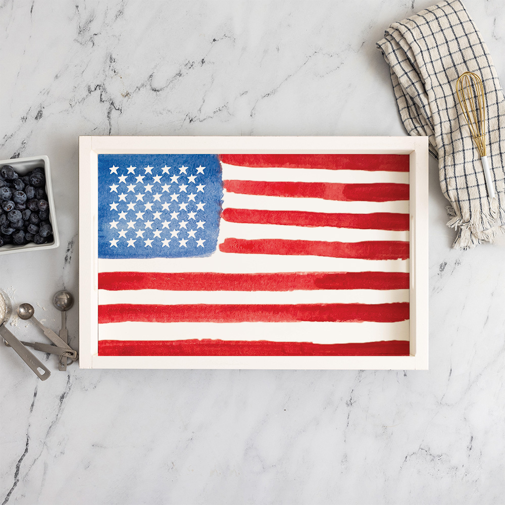 American Flag Watercolor Serving Tray