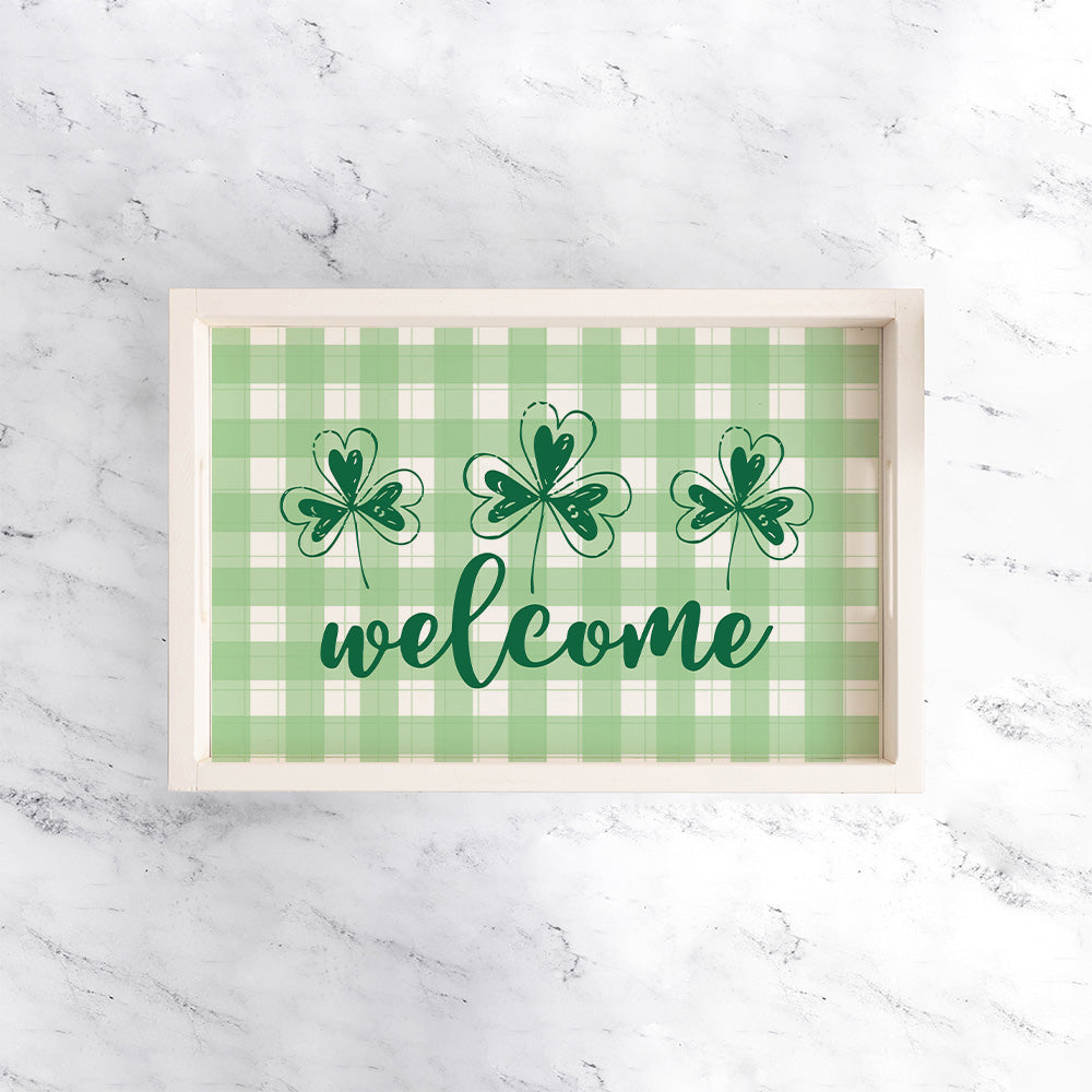 Welcome Plaid Serving Serving Tray