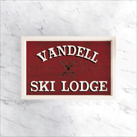 Personalized Red Ski Lodge Wooden Serving Tray