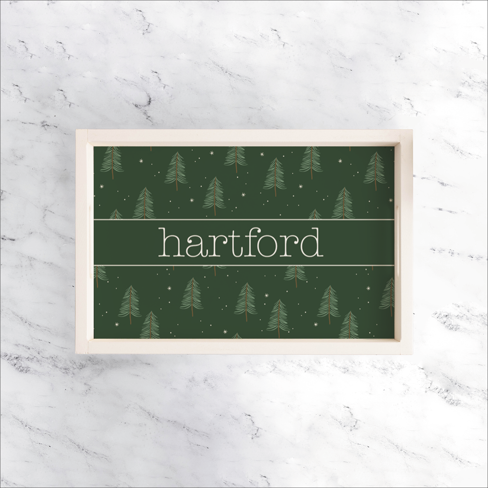 Personalized Evergreen Christmas Tree Wooden Serving Tray