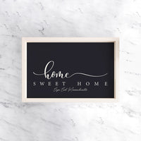 Personalized Dark Navy and White Home Sweet Home Wooden Serving Tray