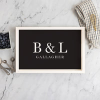 Initials Name Black Personalized Wooden Serving Tray