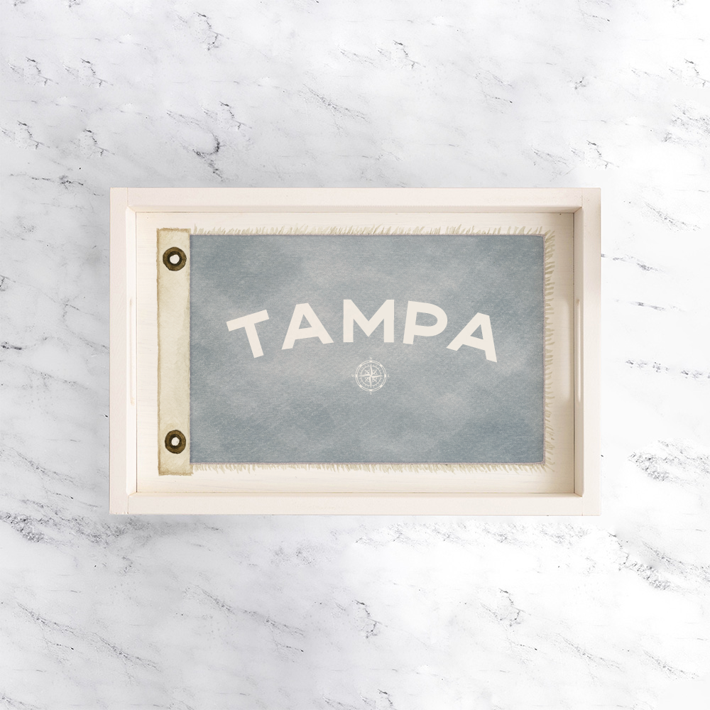 Compass Vintage Flag Personalized Serving Tray