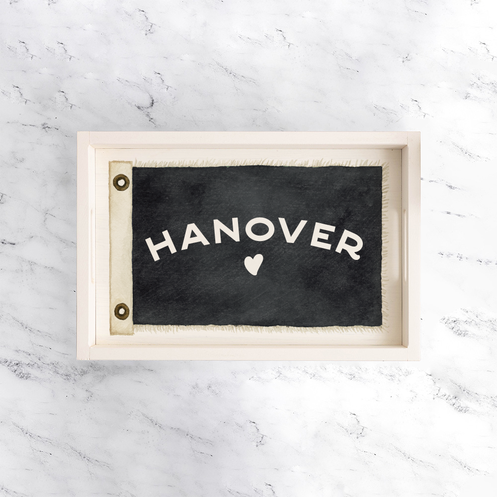 Heart Vintage Flag Personalized Serving Tray