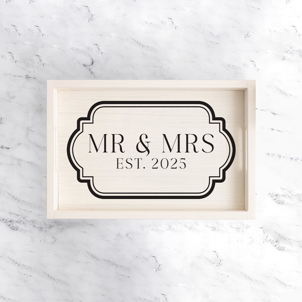 Antique Mr & Mrs  Est 2025 Serving Tray