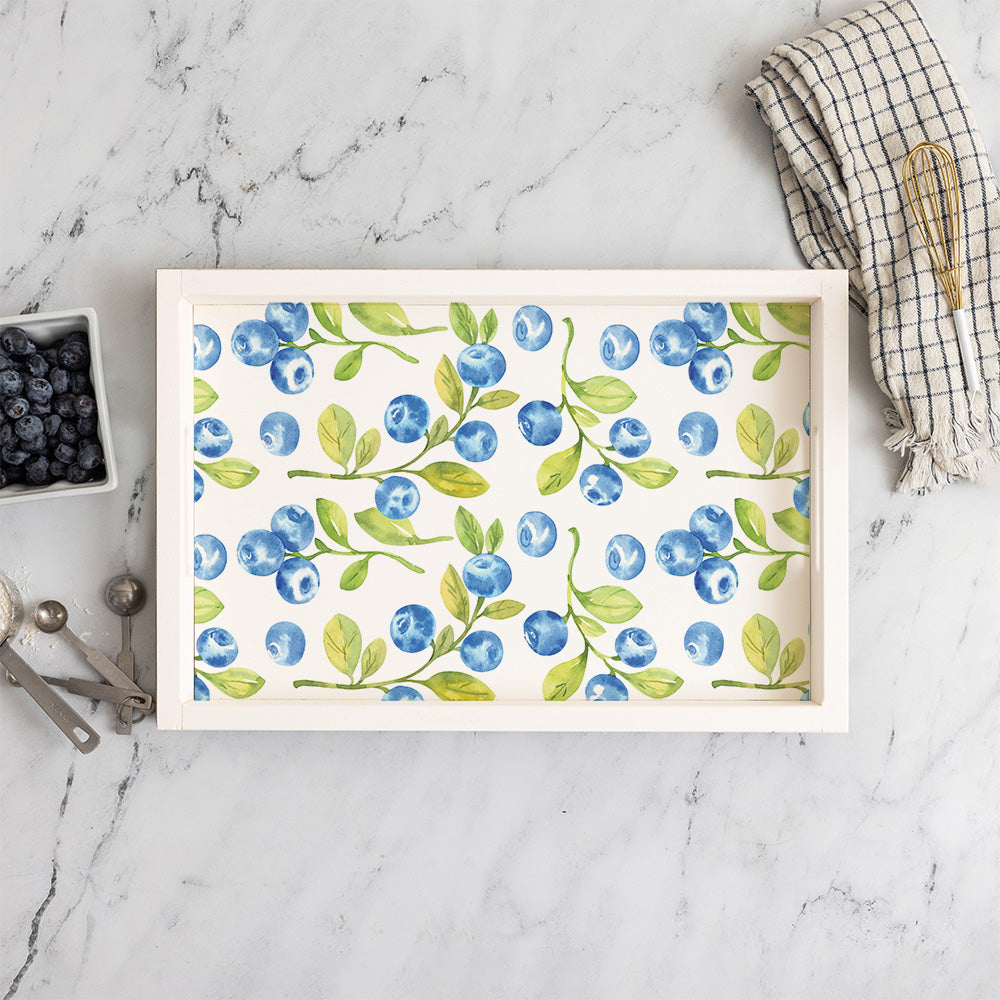 Blue Berries Wooden Serving Tray