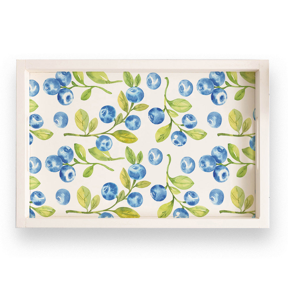 Blue Berries Wooden Serving Tray