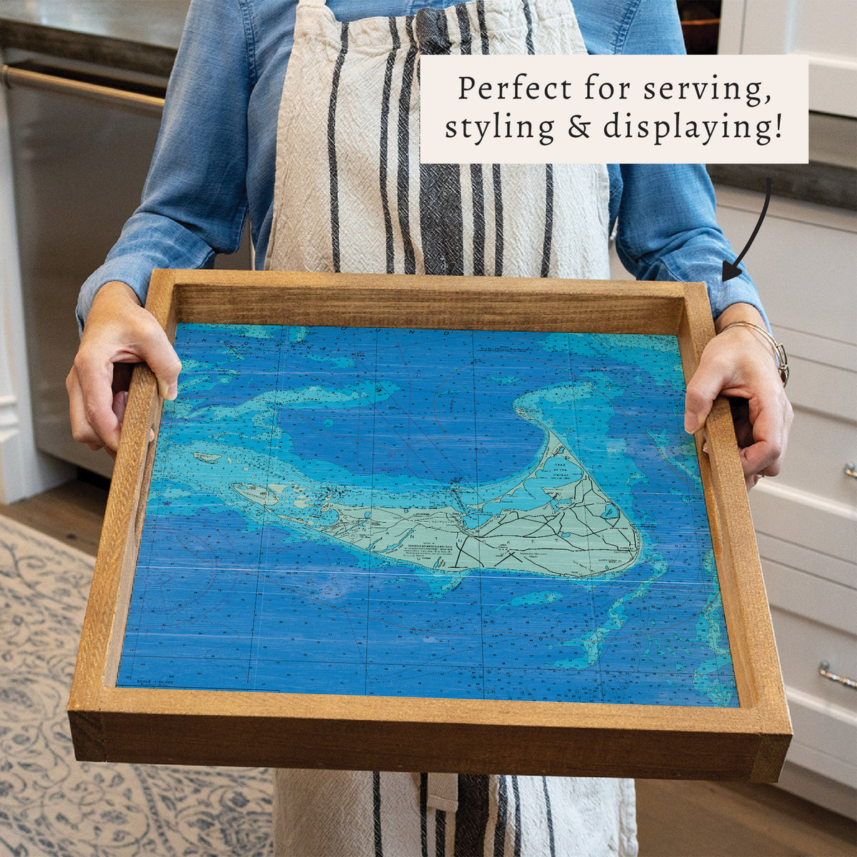 Nantucket Chart Map Serving Tray