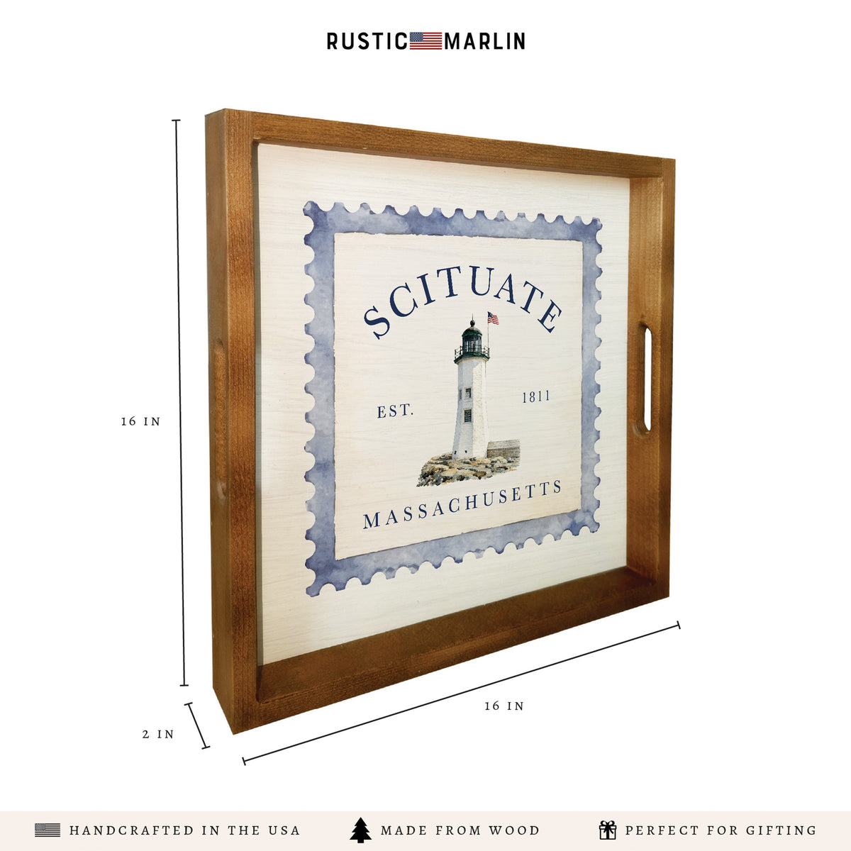 *Scituate Lighthouse Stamp Serving Tray