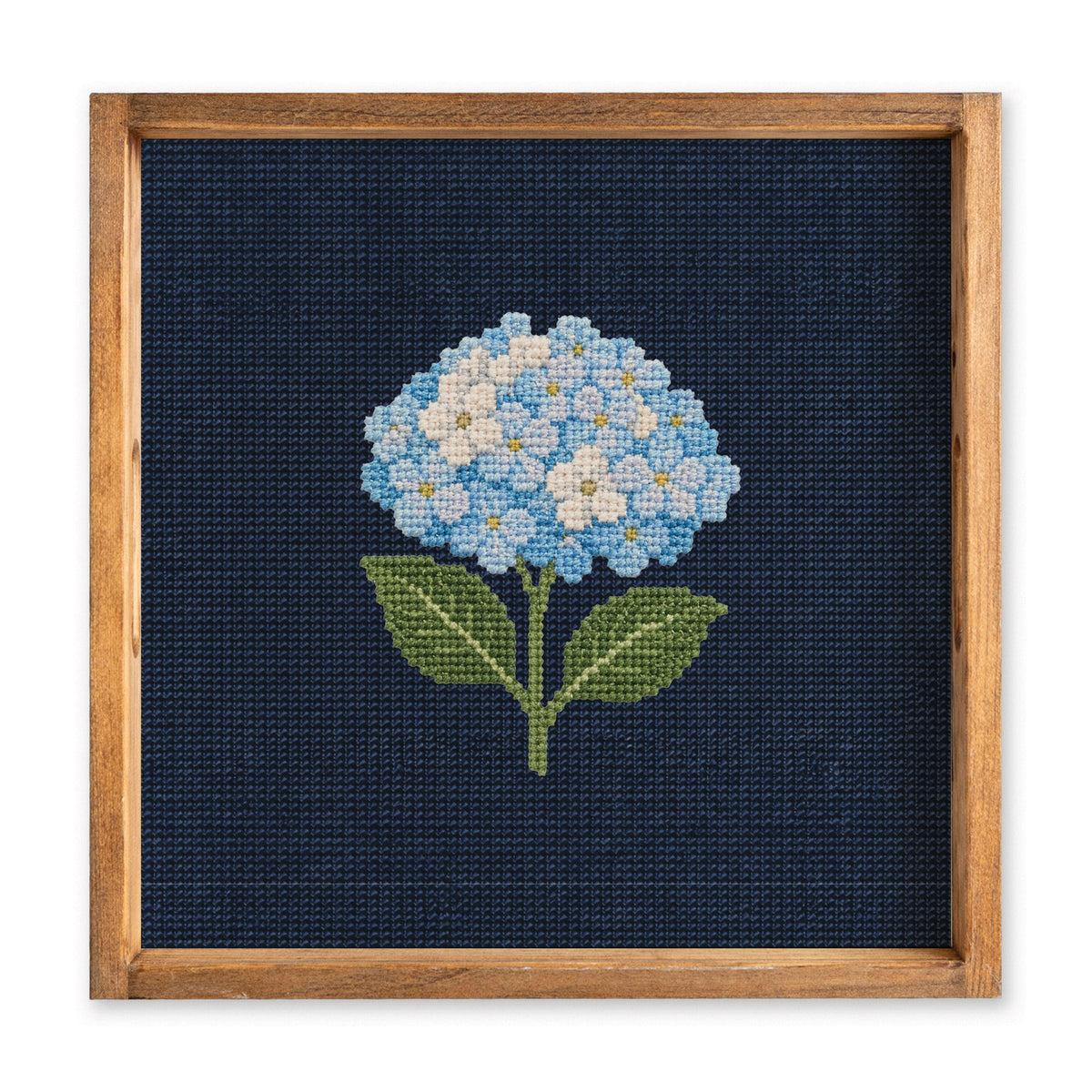 Hydrangea Printed Needlepoint Serving Tray
