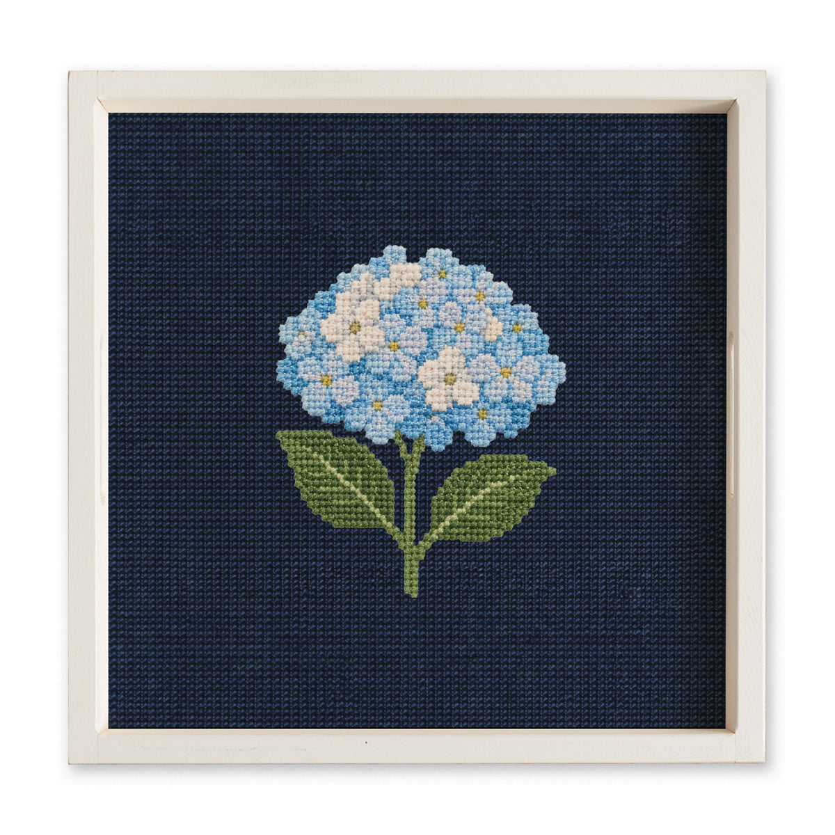 Hydrangea Printed Needlepoint Serving Tray