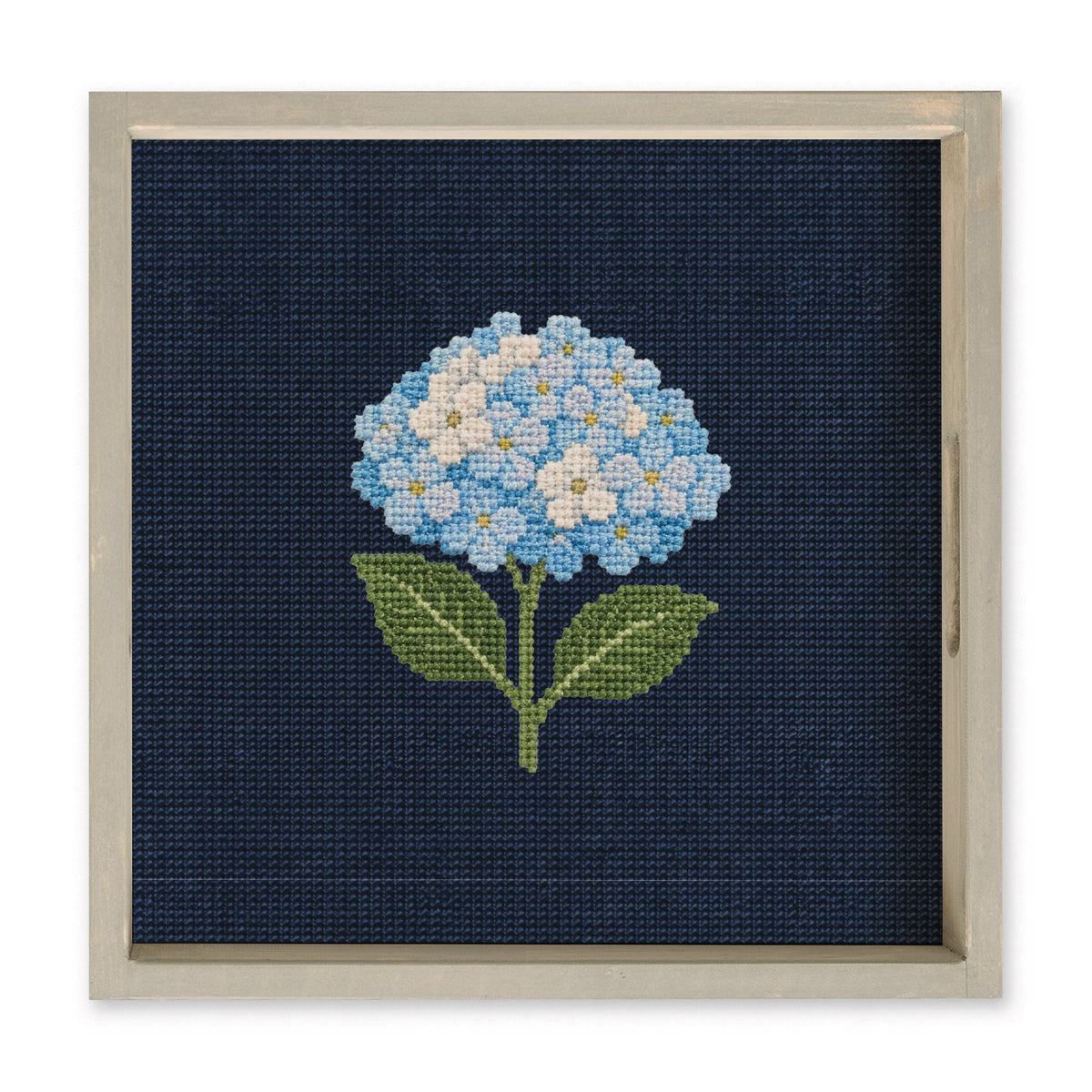 Hydrangea Printed Needlepoint Serving Tray