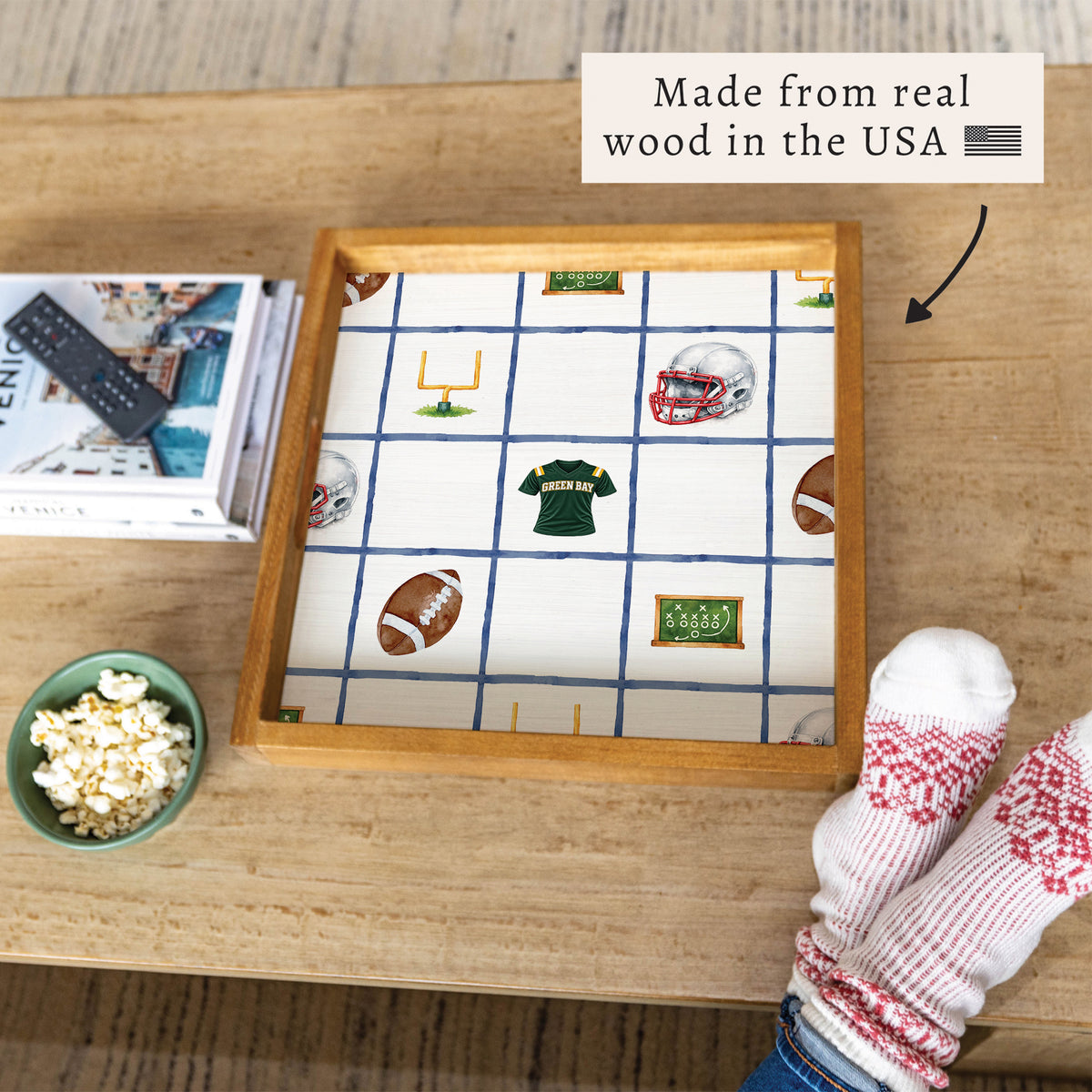 Green B Ay Football Icons Serving Tray