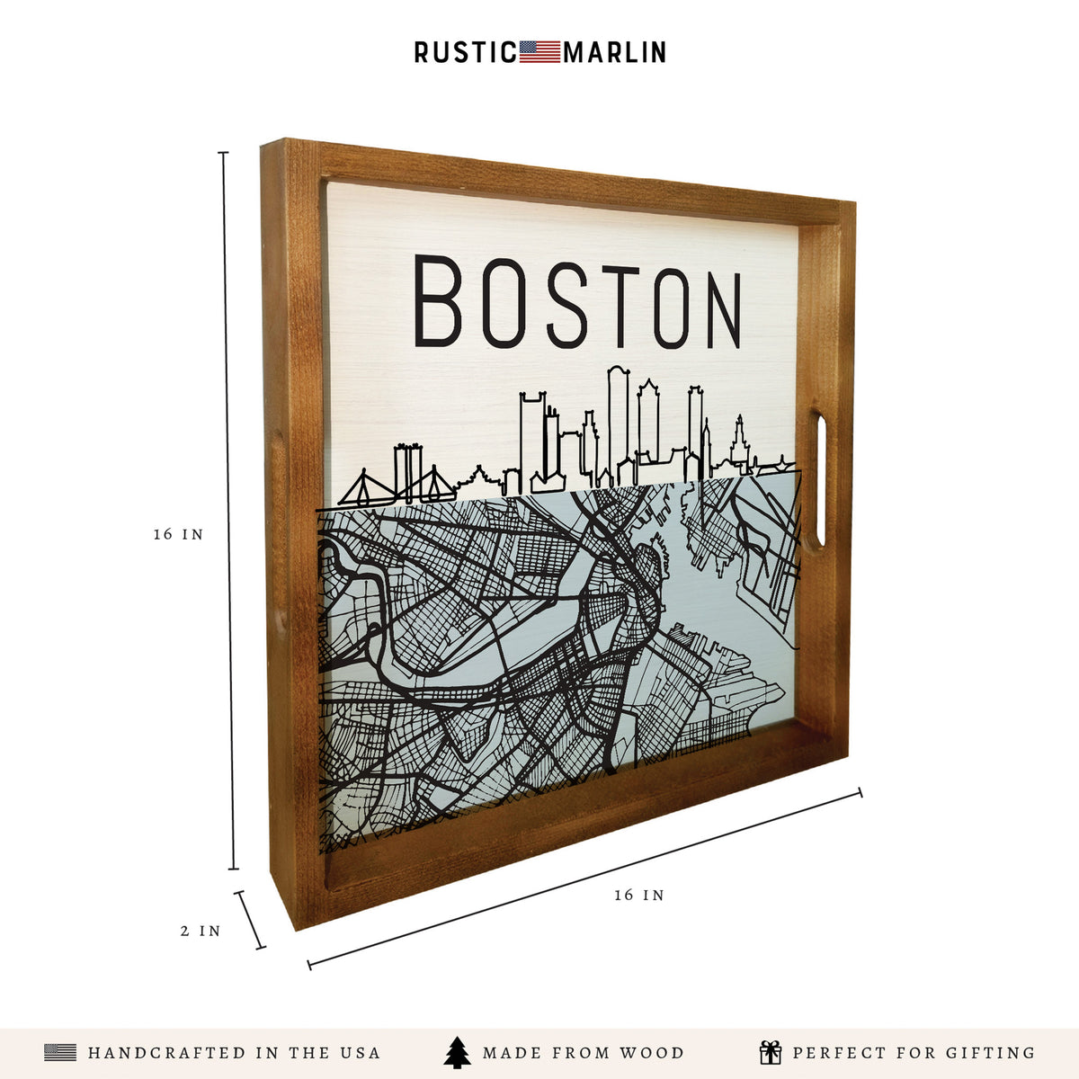 Boston City Map Serving Tray