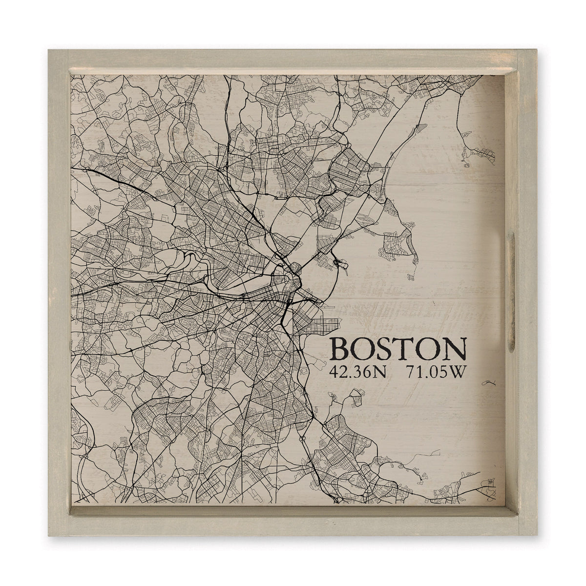 Boston Neutral City Map Serving Tray