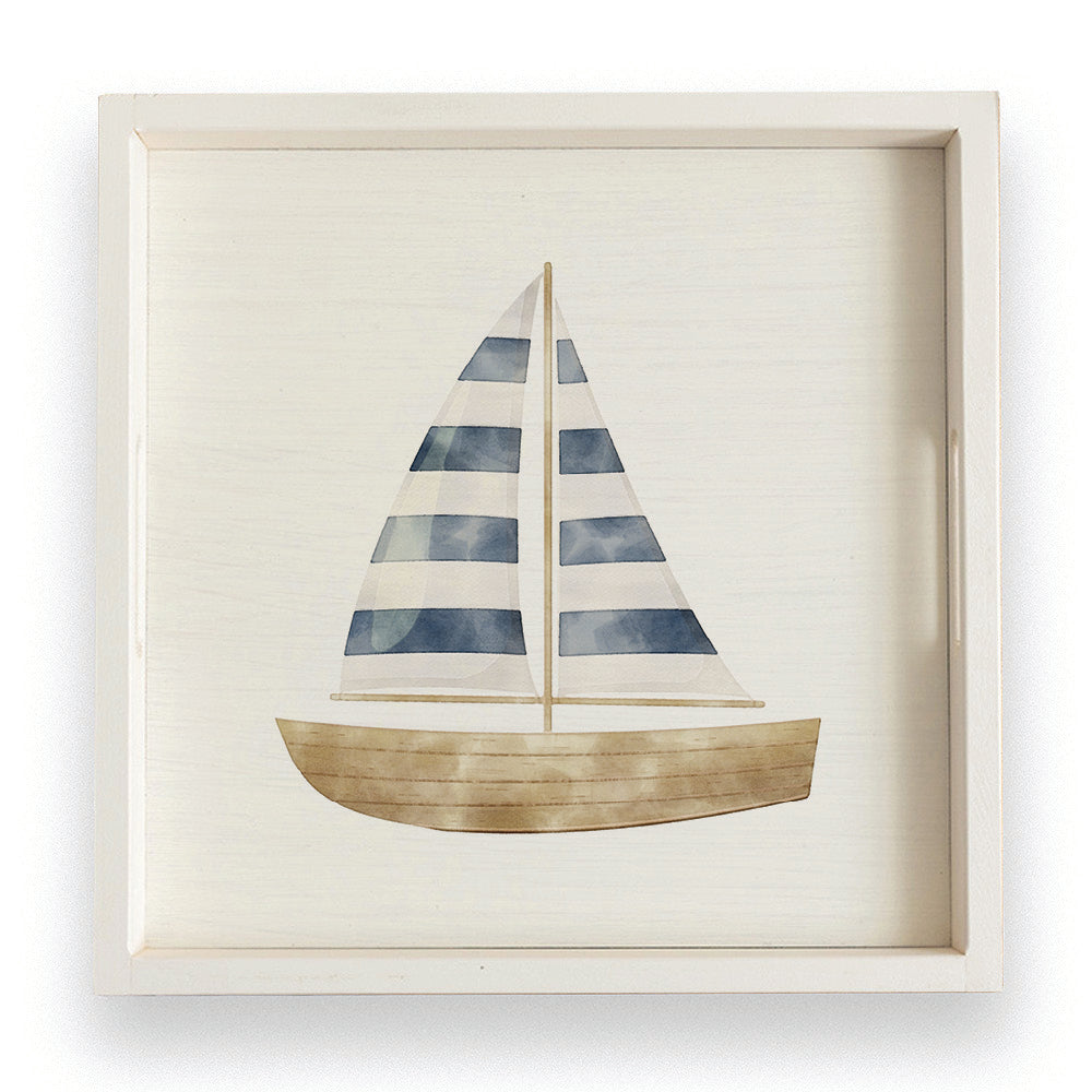 Watercolor Sailboat Serving Tray