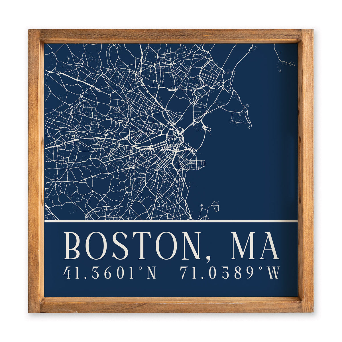 Boston City Grid Coordinates Serving Tray