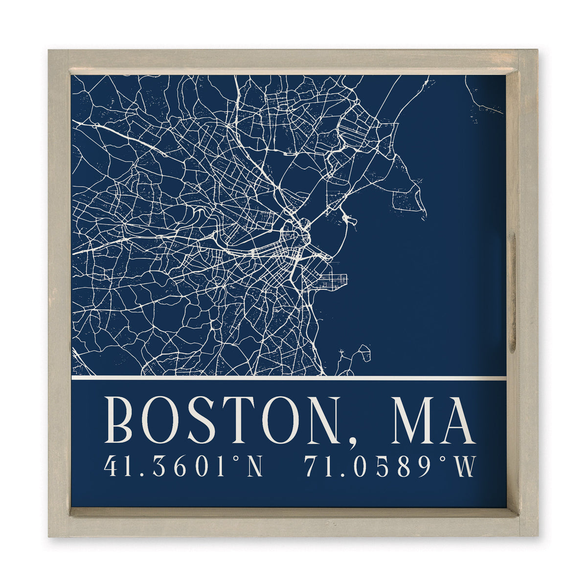 Boston City Grid Coordinates Serving Tray