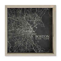 Boston Charcoal City Grid Coordinates Serving Tray