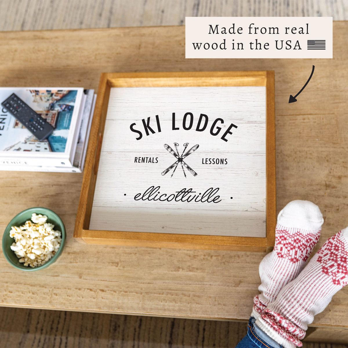 Ski Lodge Rentals Lessons Personalized Serving Tray