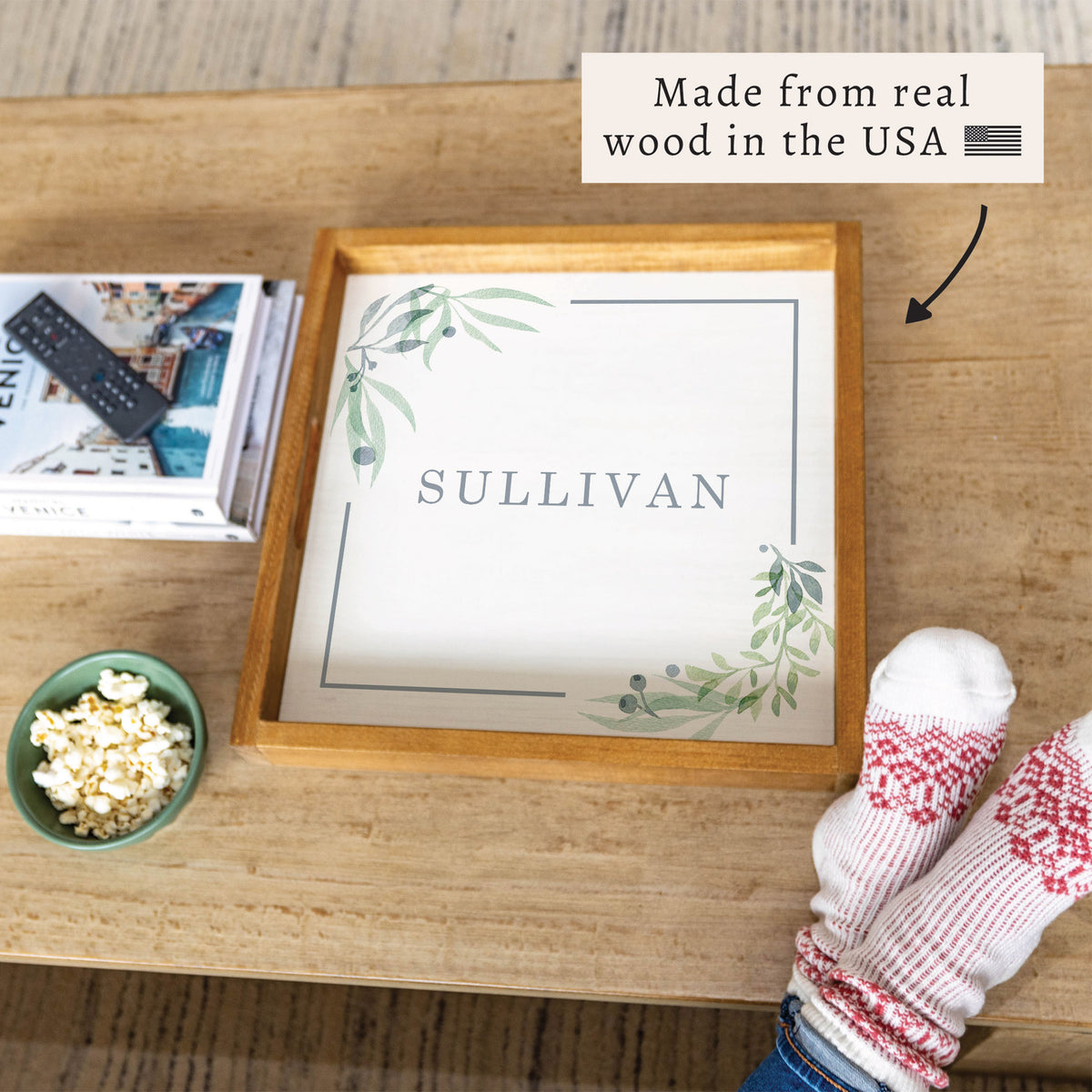 Greenery Frame Personalized Serving Tray