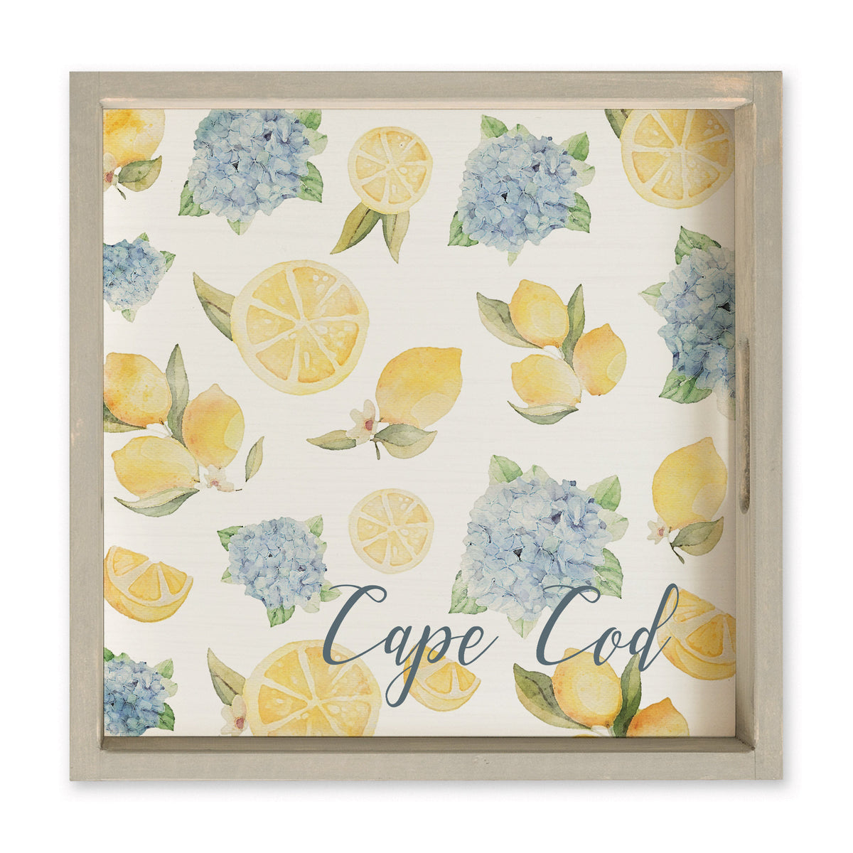 Hydrangea Lemon Personalized Serving Tray