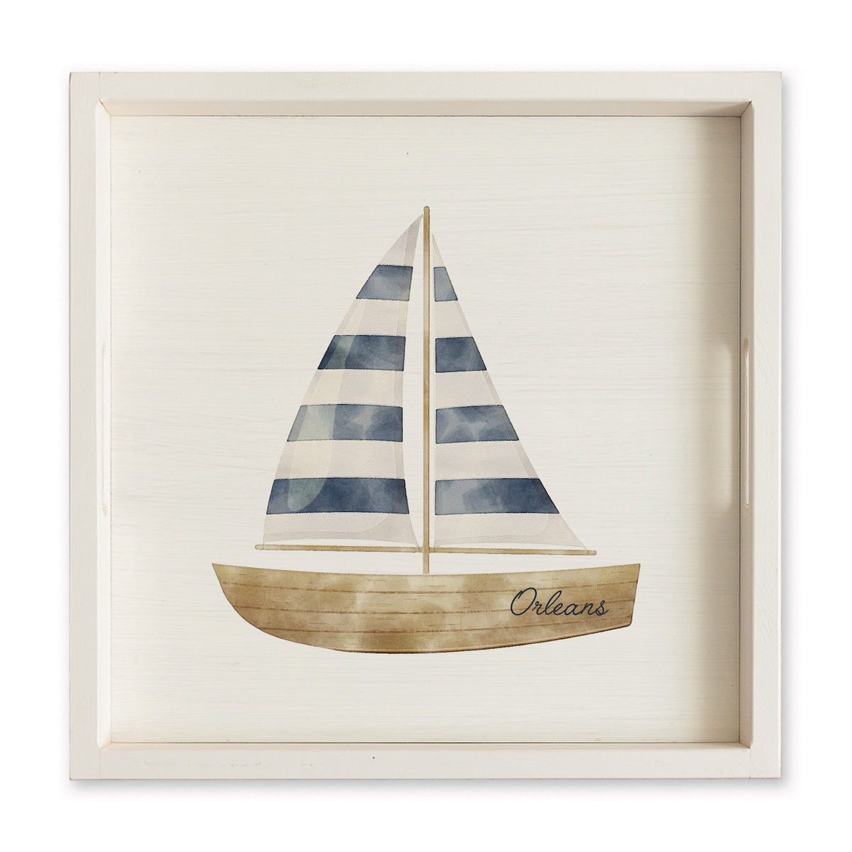 Watercolor Sailboat Personalized Serving Tray