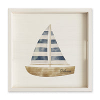 Watercolor Sailboat Personalized Serving Tray