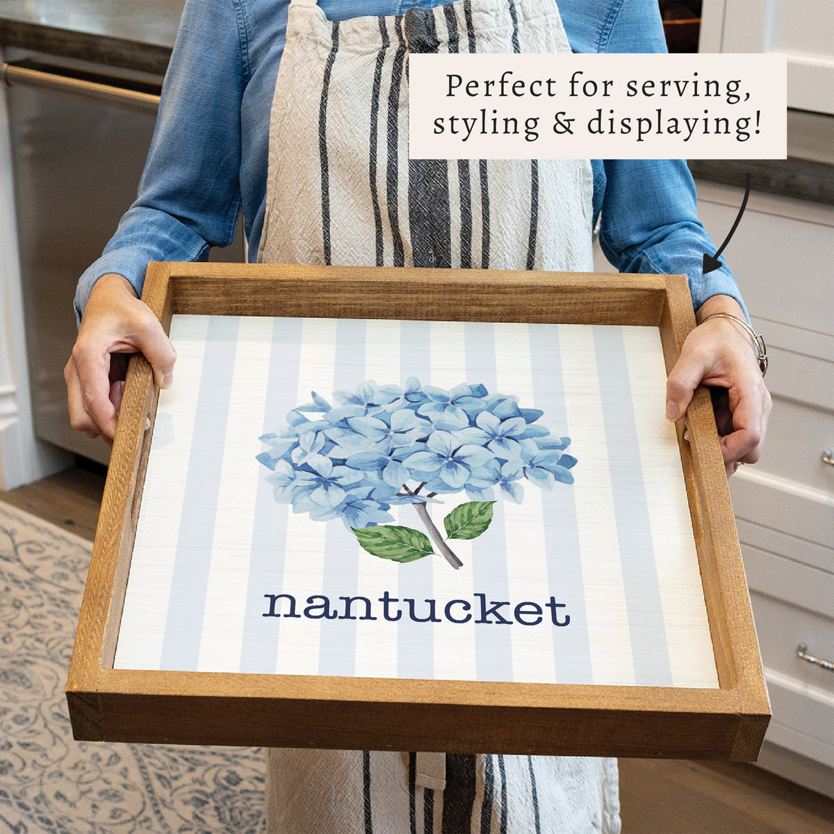 Blooming Hydrangea Personalized Serving Tray