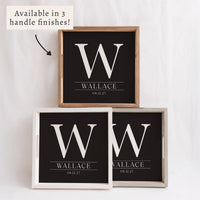 Initial Black Personalized Serving Tray