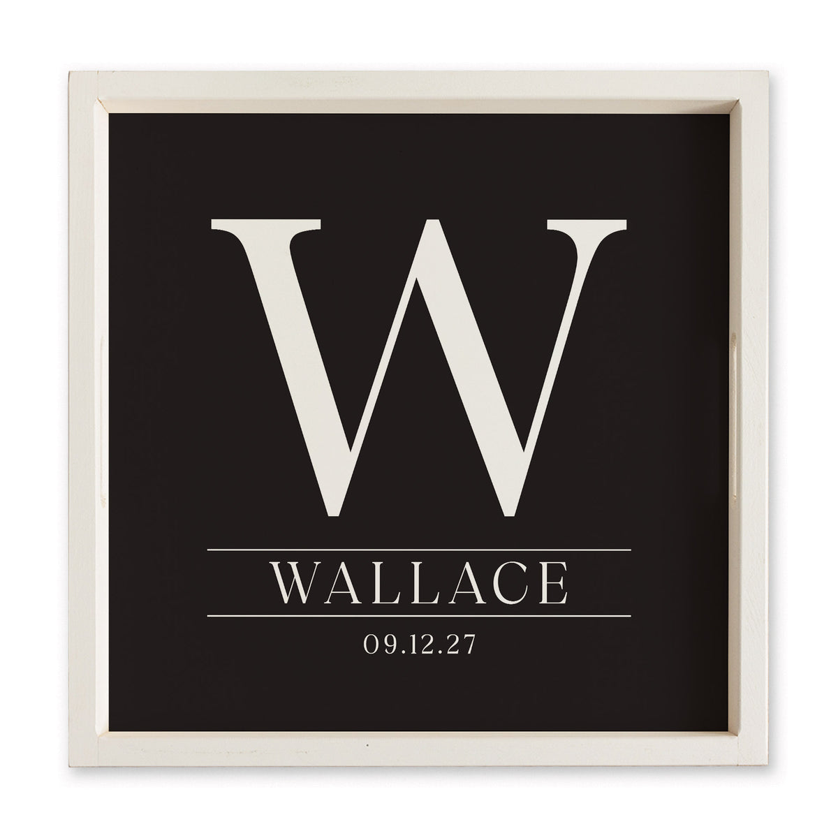 Initial Black Personalized Serving Tray