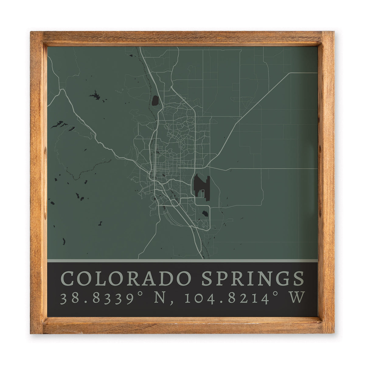 Map Colorado Springs City Grid Serving Tray