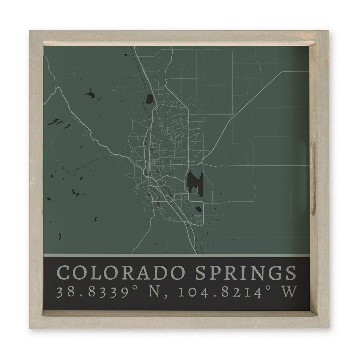 Map Colorado Springs City Grid Serving Tray