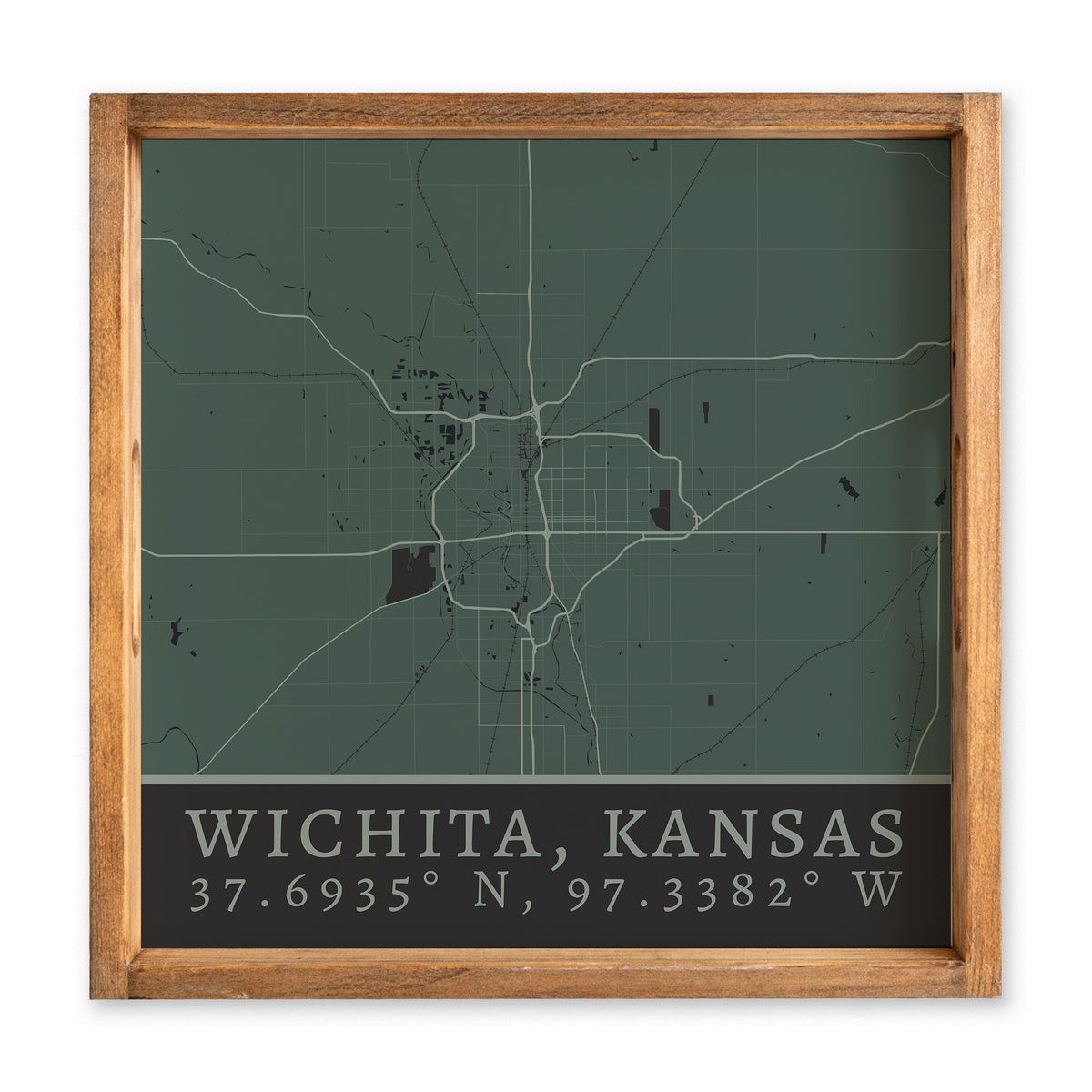 Map Wichita City Grid Serving Tray