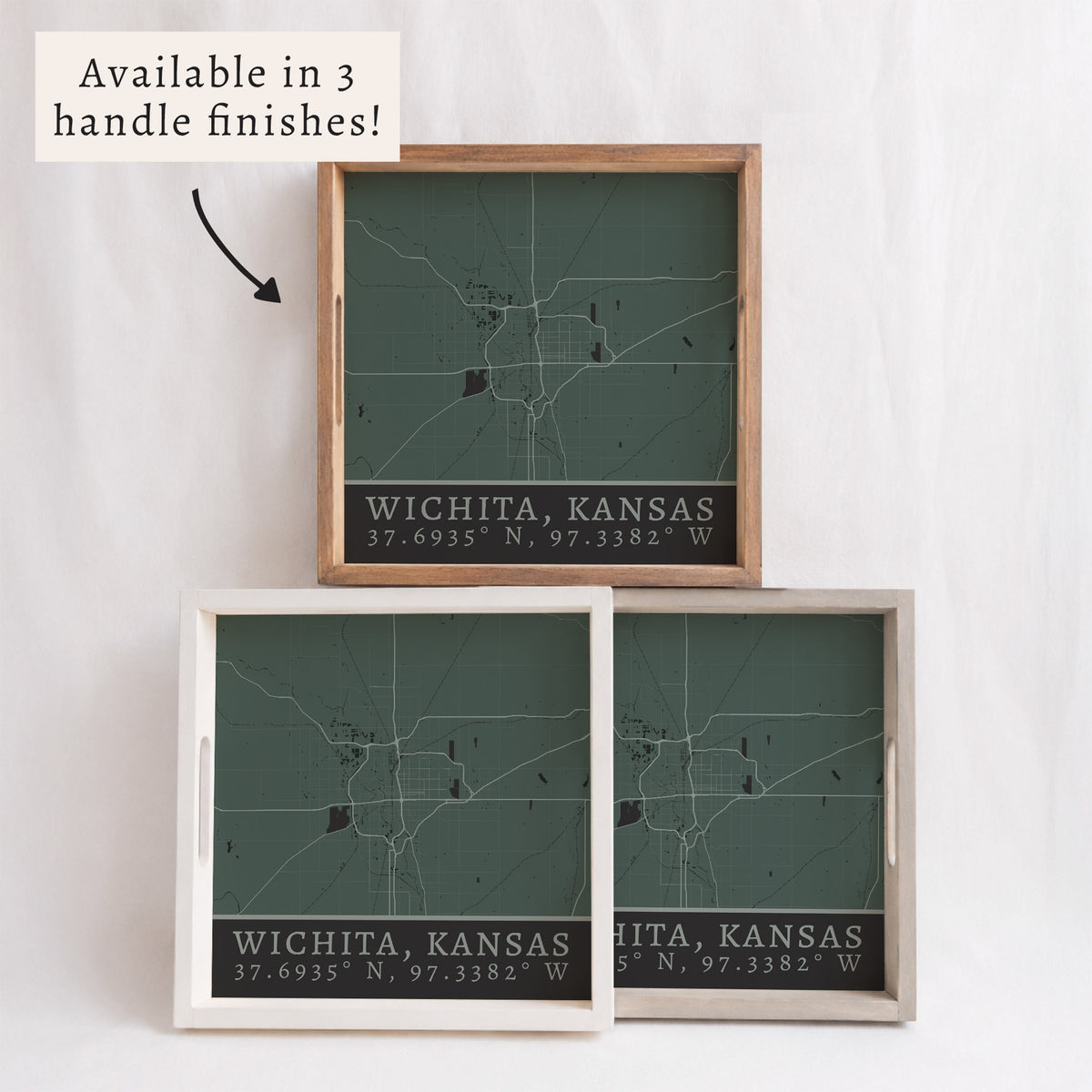 Map Wichita City Grid Serving Tray